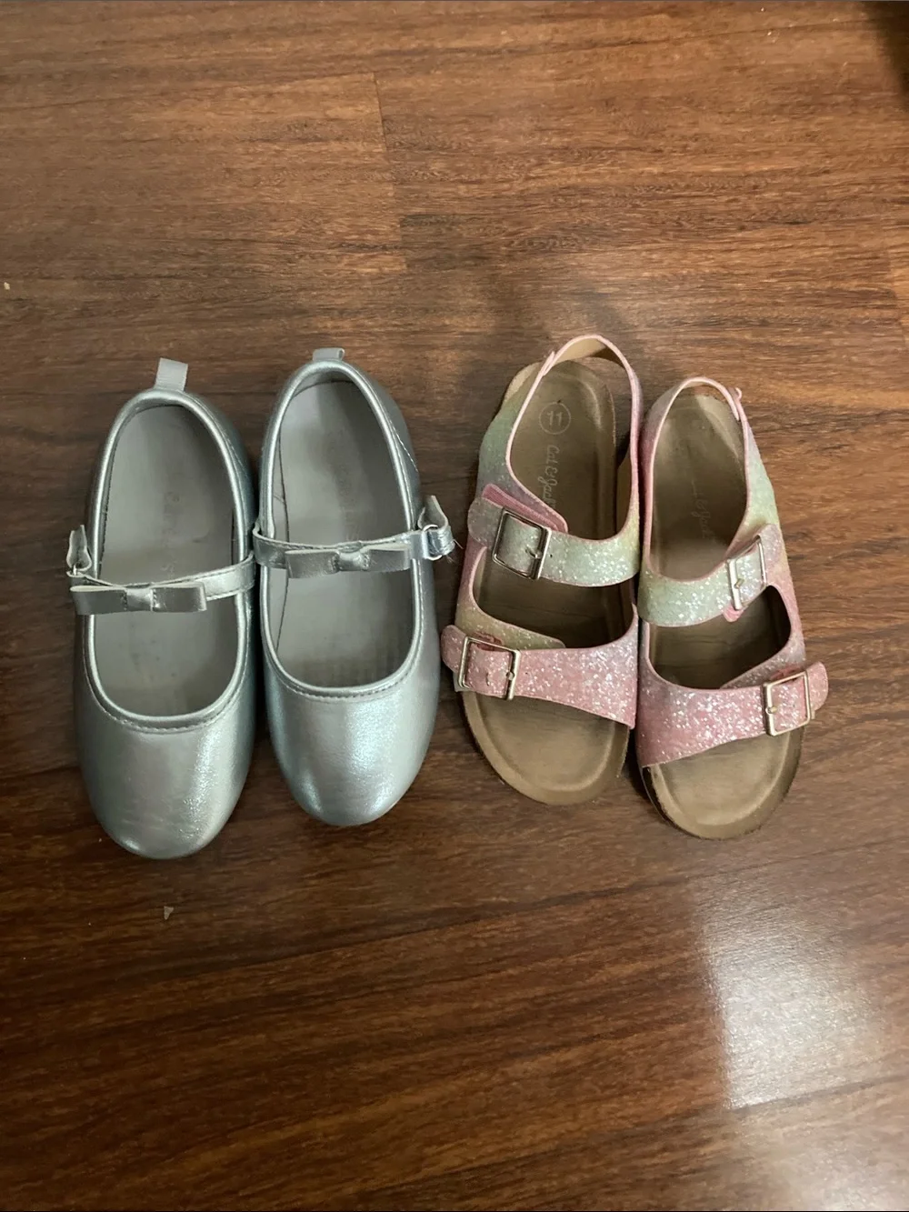 Carters Silver Mary Jane Flats and Pink Sandals Sz 11
